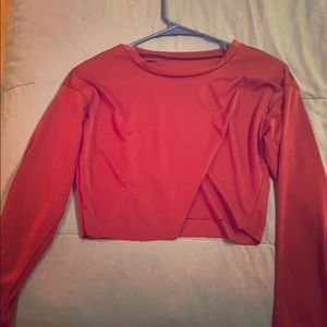 Maroon long sleeve crop top